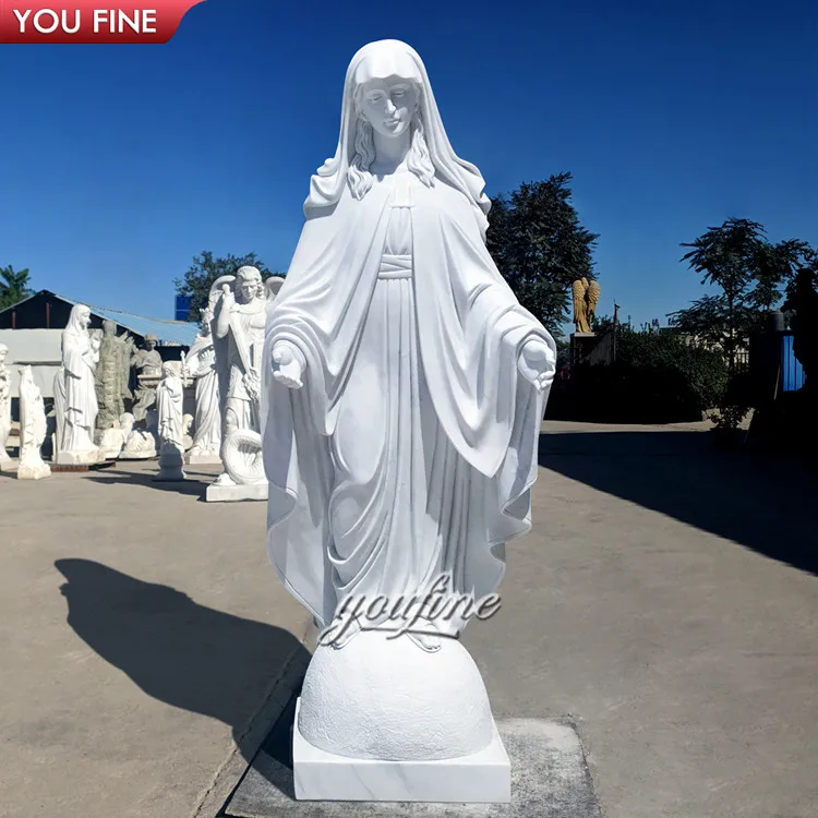 Ручная резная садовая статуя Богородицы из натурального мрамора распродажа