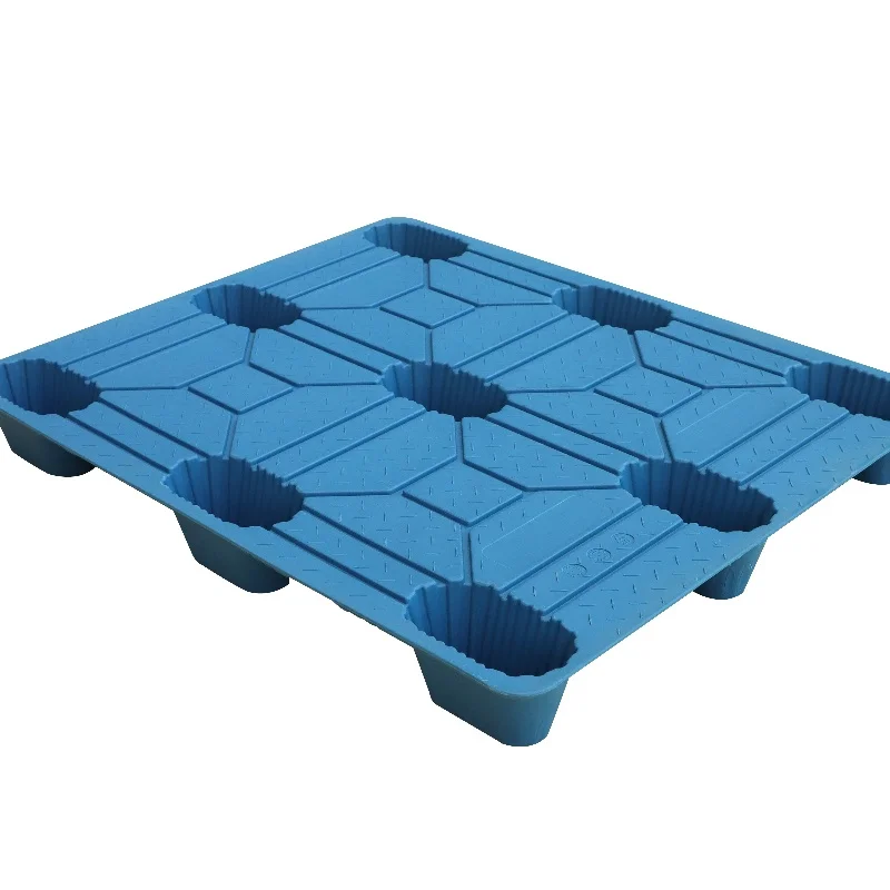 New Design Heavy Duty Euro Blow Molding Plastic Pallets 1200 x 800 Four-Way Entry Nine Runners Single Faced HDPE for Sale