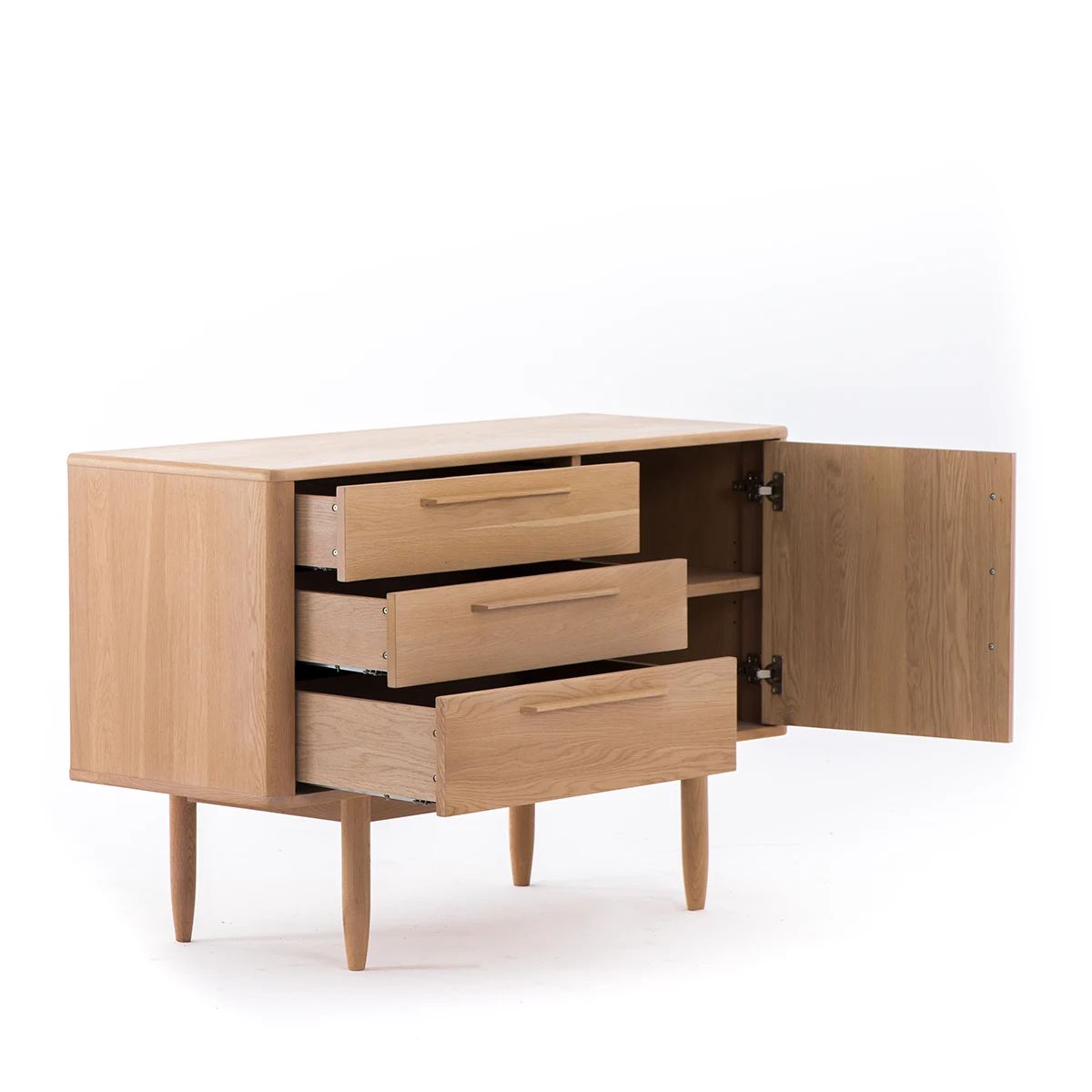 Furniture Cabinet Living Room North American Classic Simple Light Walnut 1 Door 3 Drawer Low Cabinet