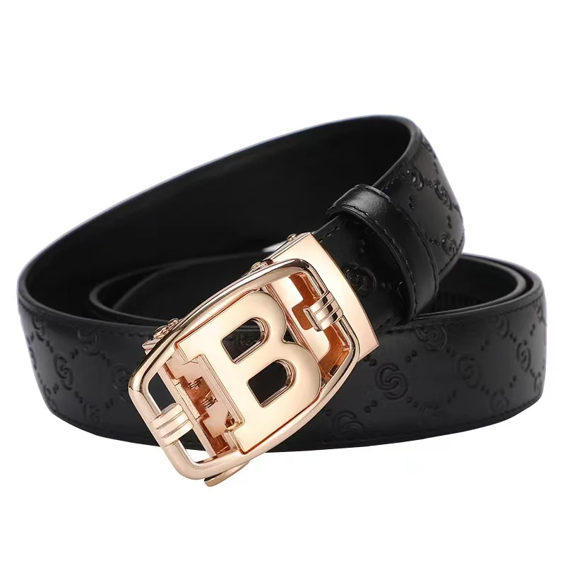 New Real Cowhide Automatic Buckle Belt Fashion Trend Business Leisure Durable for Men