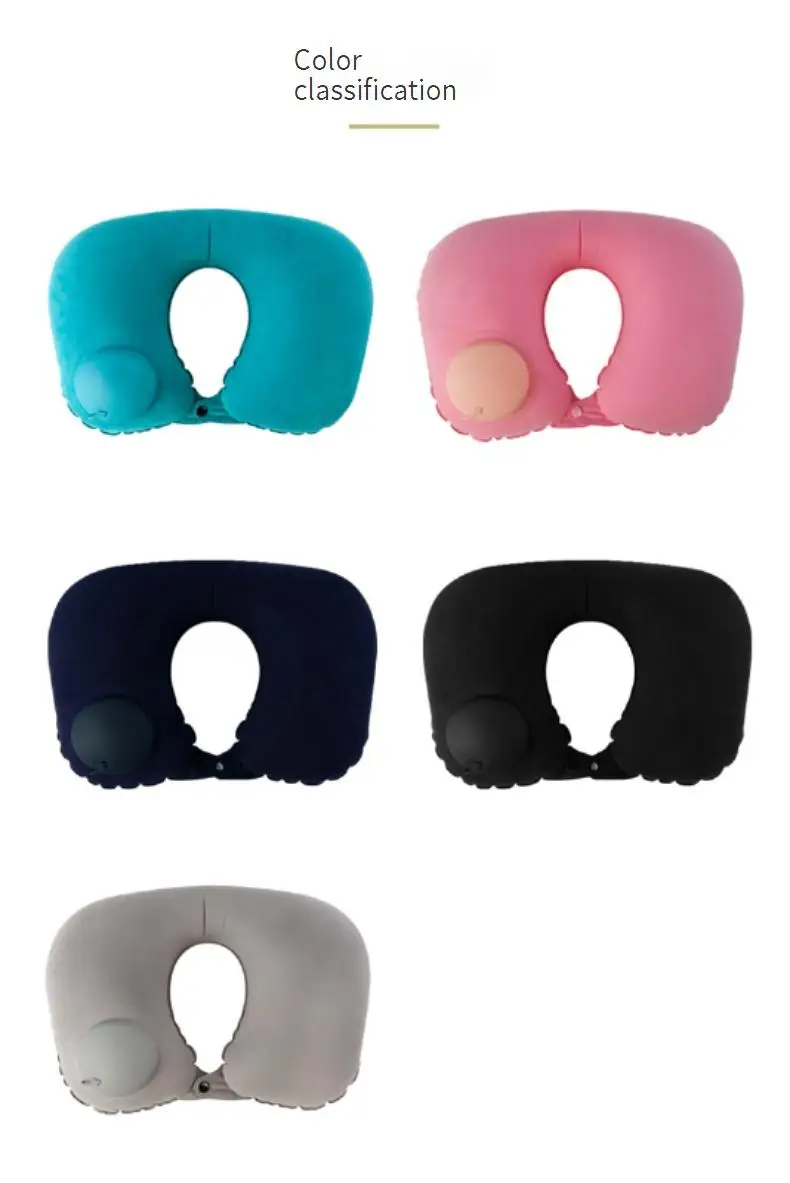 Car Neck Pillow Lumbar Support Set Travel Car Neck Pillow Lumbar Cushion Push Inflatable Flocking U-shaped Pillow Car Headrest