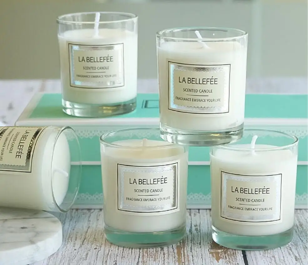 Custom Label Glass Jar Natural Fragrance Scented Soy Wax Candle