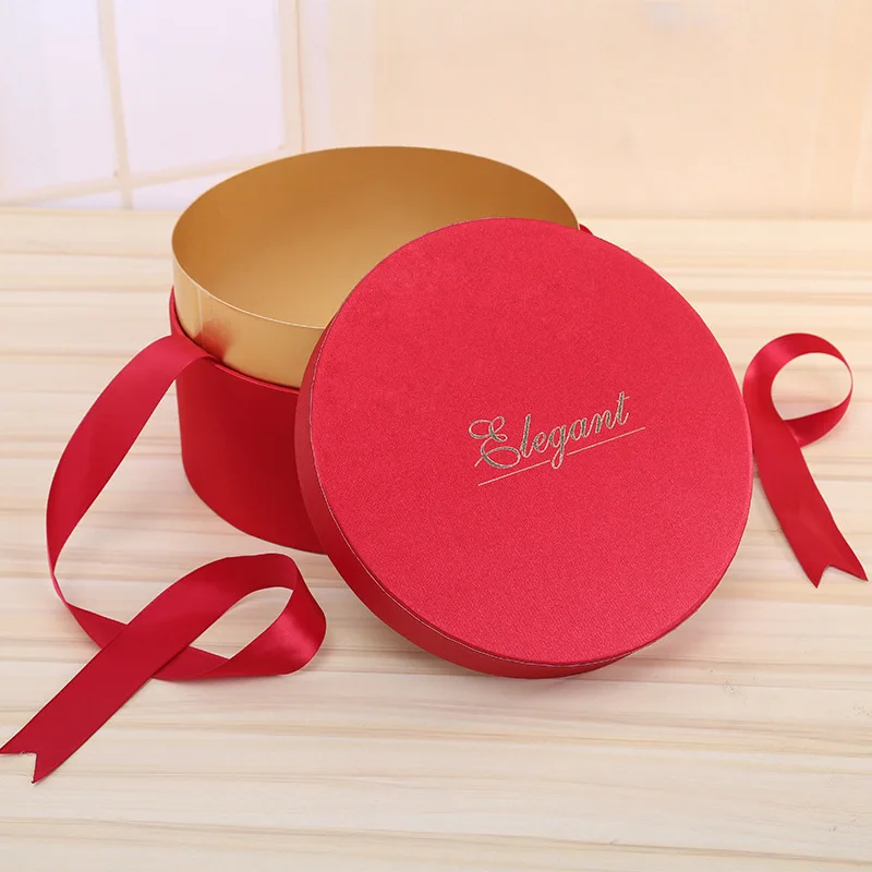 Custom Gift Packaging Cardboard Box For Flowers Wedding Decoration Cylinder Round Candy Flower Boxes