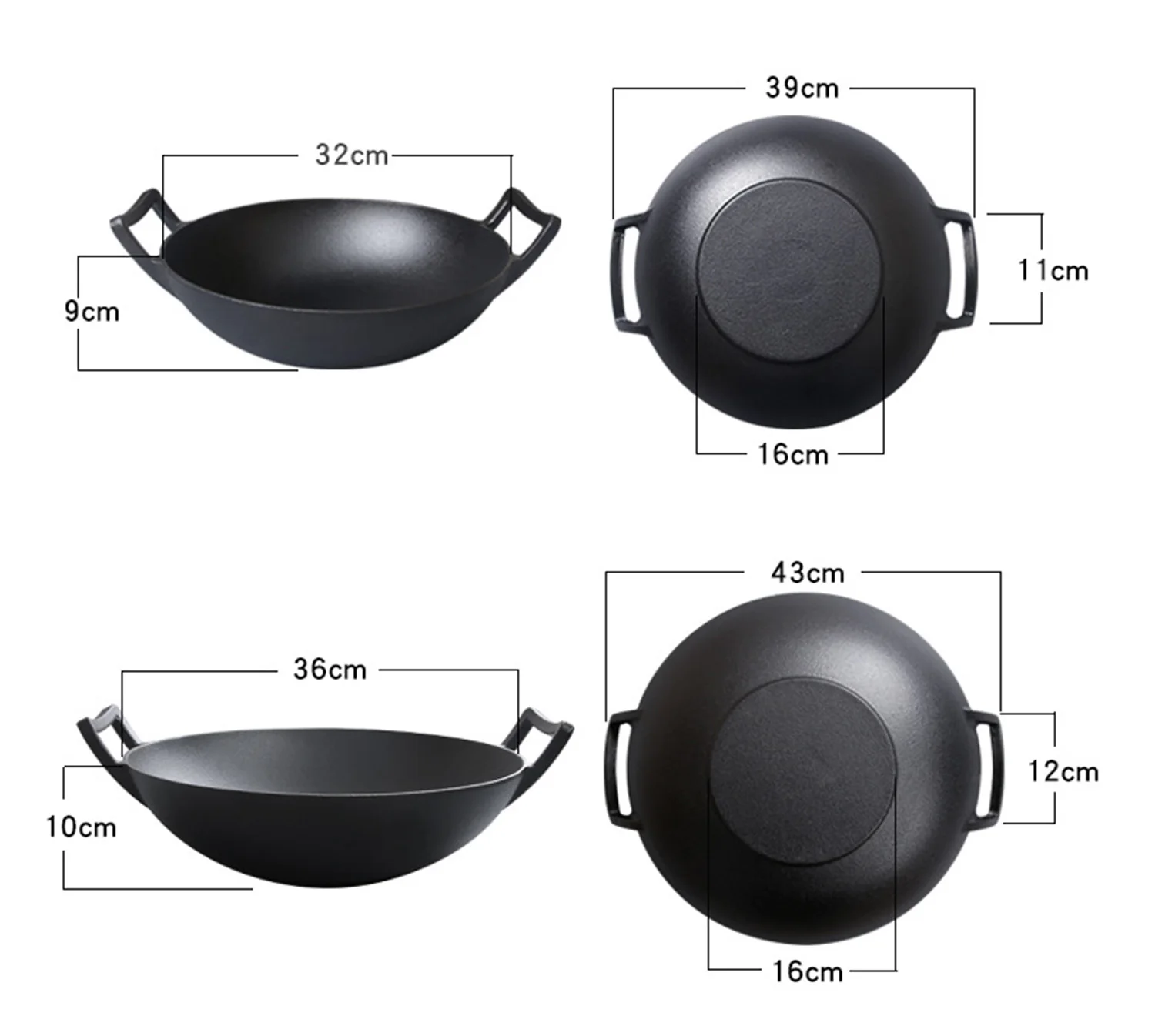 Factory Price Chef Cast Iron Non-Stick Chinese Woks Pots Pans Collection