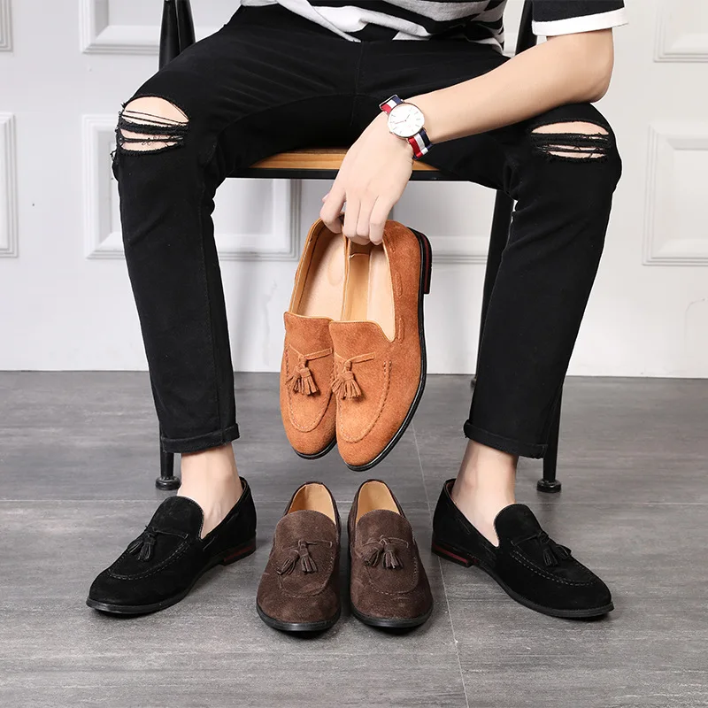 Genuine leather Men Soft Moccasin Driving Loafers Suede Leather Boat Shoes Fancy Men Casual Loafer Shoes Usine De Chaussures