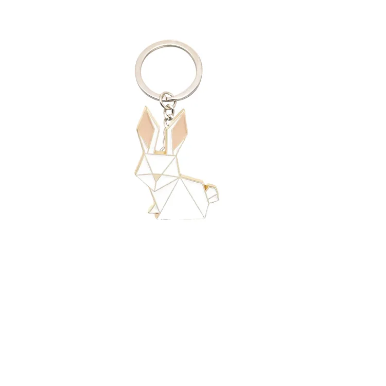 Factory Customized Enamel Cute Animals Paper Folding Keychain Llavero Custom Fox Panda Rabbit Horse Keychains Keyring Key
