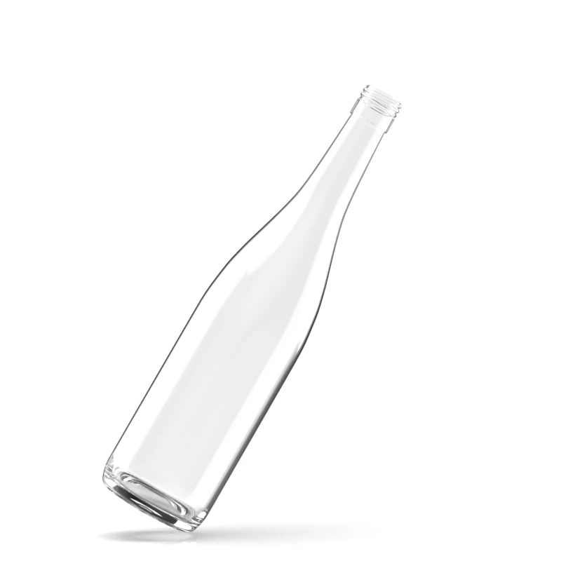 750ml Clear Flint Glass round Spirits Bottle Screen Printing Friendly for Tequila Whisky Vodka Brandy Rum with Cork Seal