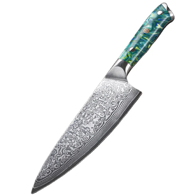 New Chef Knives 8inch kitchen knife with 67 layers damascus steel blade kitchen knife set with resin handle