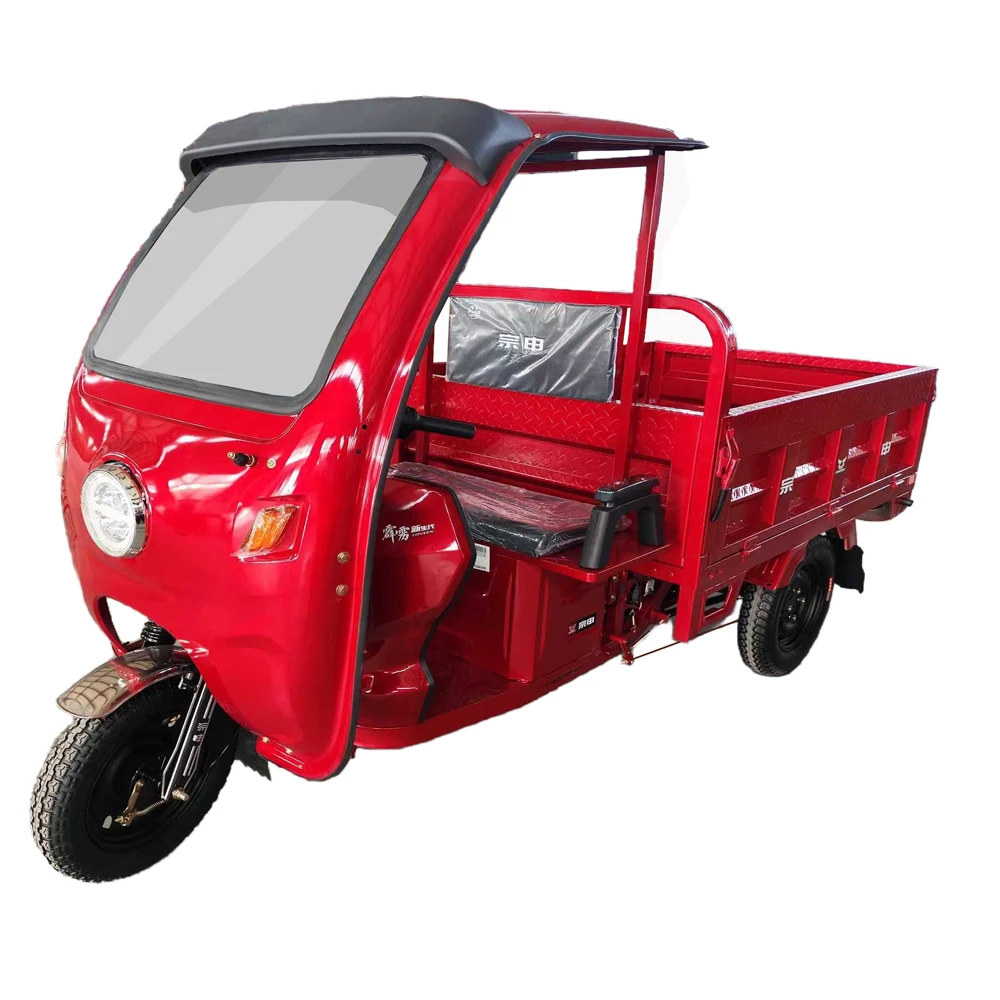 Electric Cargo Tricycle with Windshield 3-Wheel Open Body for Agricultural Products Transportation Heavy Load Capacity