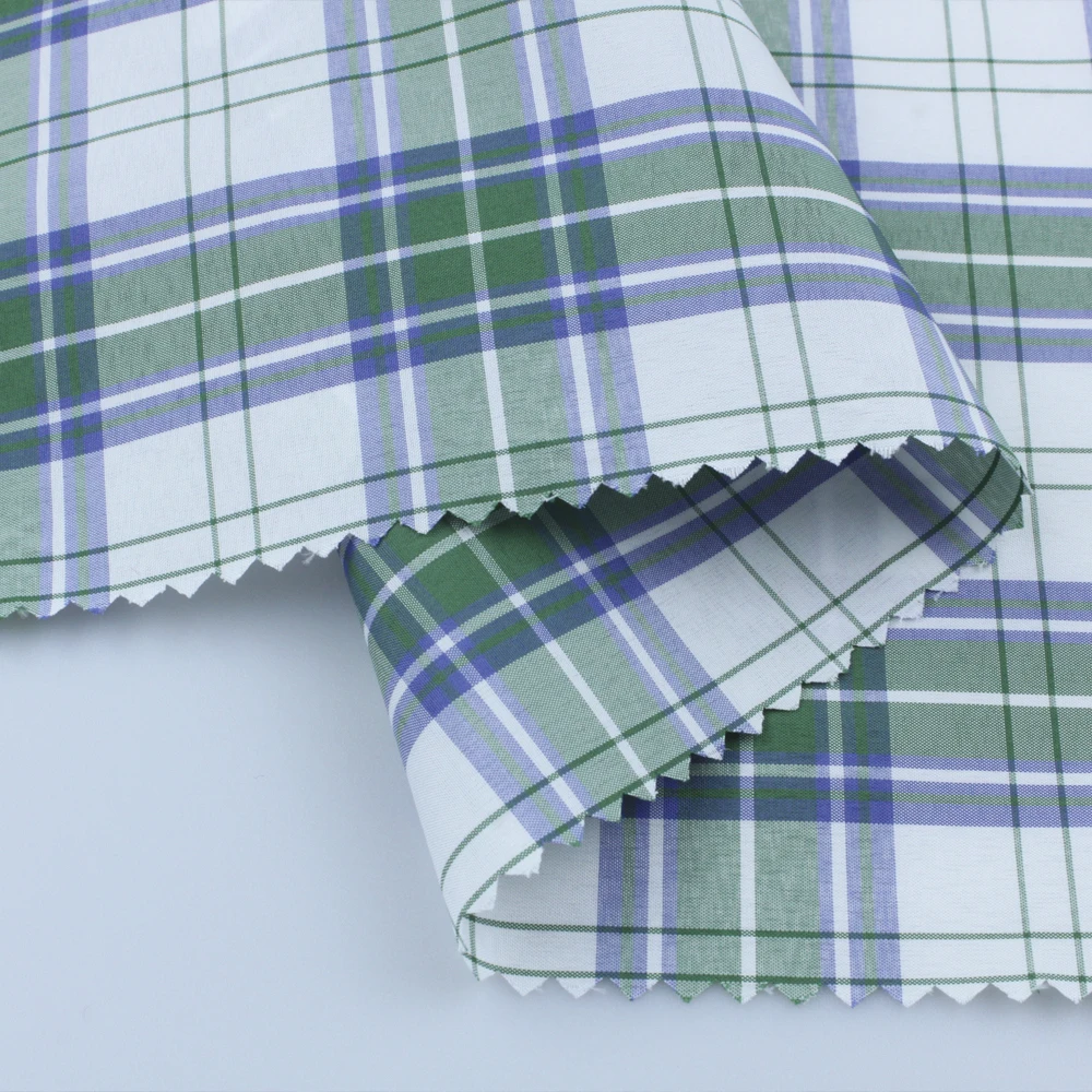 Water Repellent Finish Pure 100% Polyester Home Decor And Skirt Pillows Yarn Dyed Plaid Check Poplin Fabric