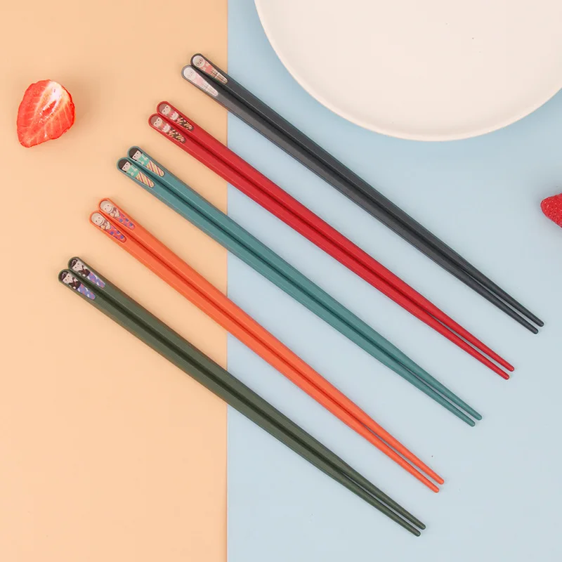 Moisture proof alloy pointed chopsticks five pairs of net red color