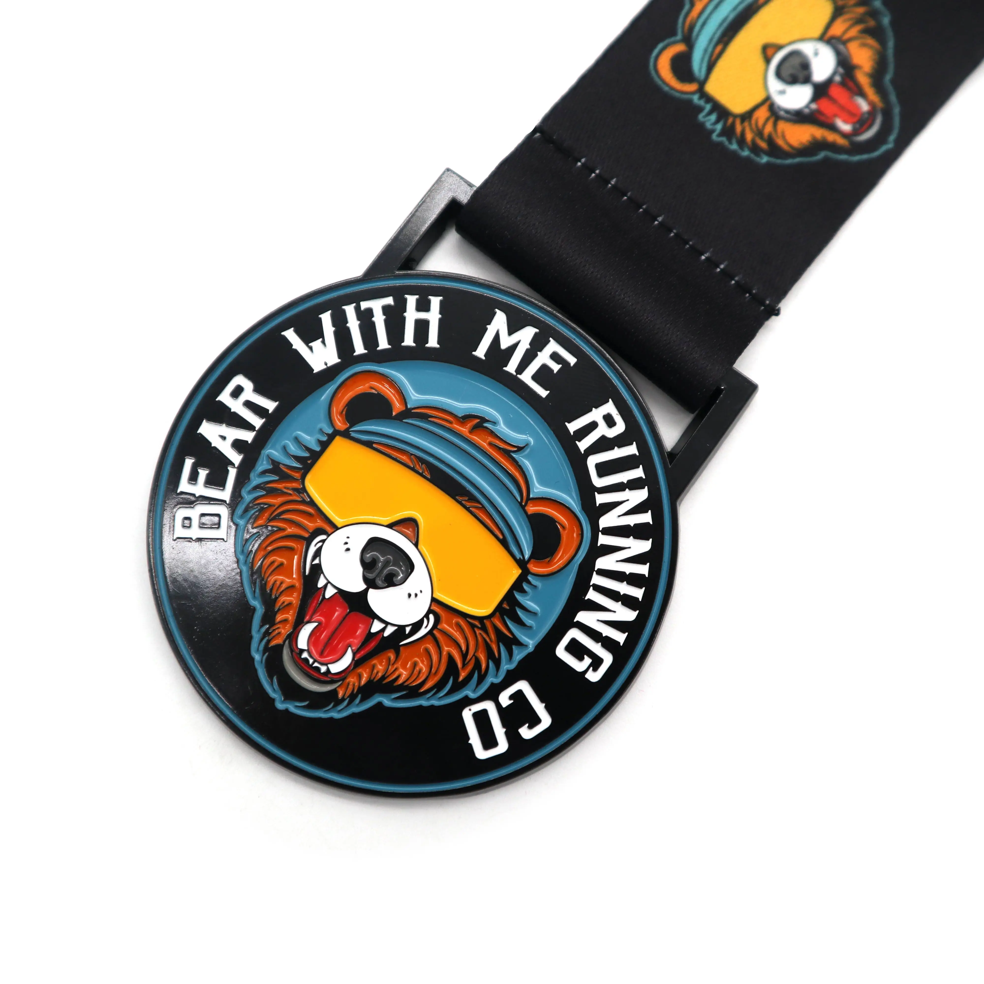 Custom Zinc Alloy 3D Gold Metal Sport Medal Bear with me running co medal Running Winner Awards