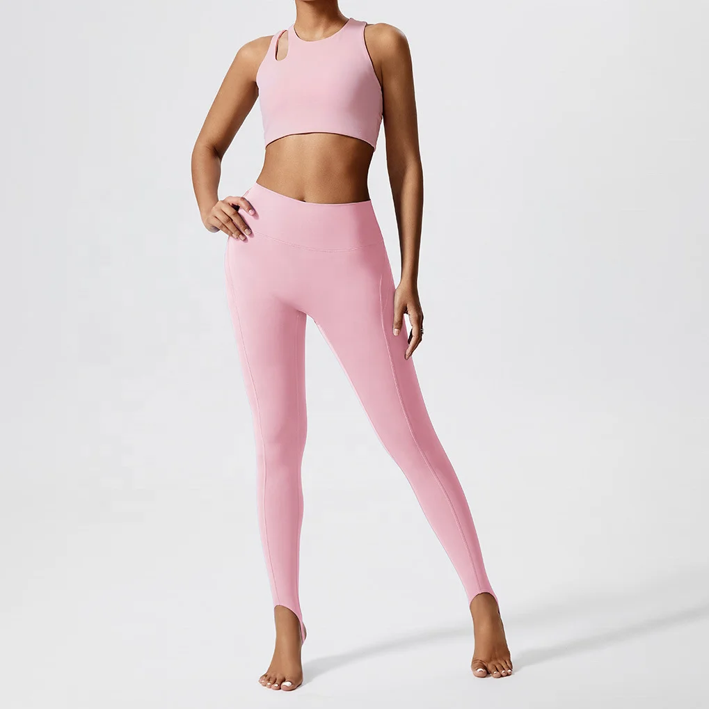 YIYI Plus Size Removable Pad Gym Fitness Suits For Women Back Cross Strap Girls Yoga Sets Stirrup Leggings Women Sports Sets