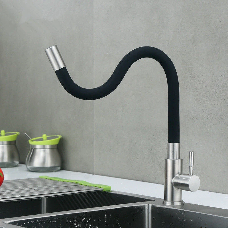 Kitchen Silicone Tube 304 Stainless Steel Faucet Lead-Free Spring Kitchen Faucet