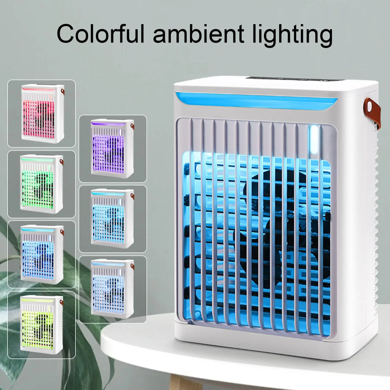 680Ml Portable Air Conditioners Evaporative Air Cooler Rechargeable 5 Speeds Mini Cooler Humidifier With 7 Color Light