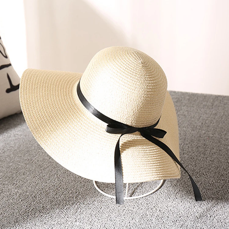 Wholesale low moq custom ribbon oem beach summer straw hat for women