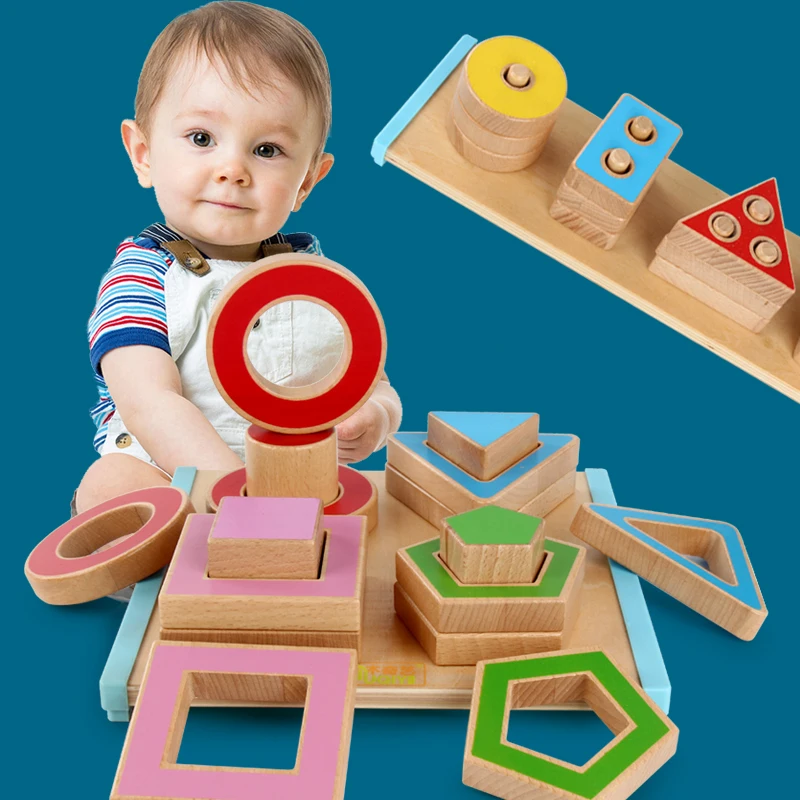 Wooden Educational Toys Geometry Shape Matching Game Learning Peg Puzzle Intelligence Training Learning Board