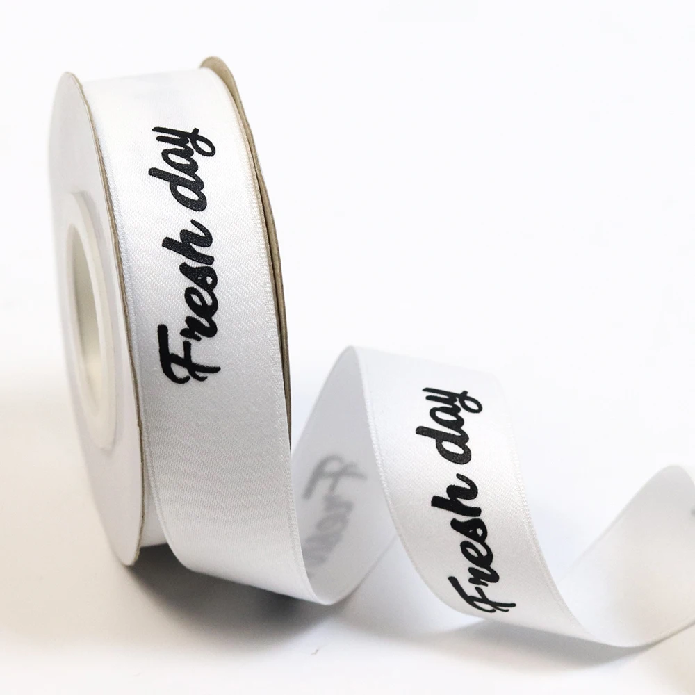 natural white customize printed cotton ribbon tape for gift wrapping
