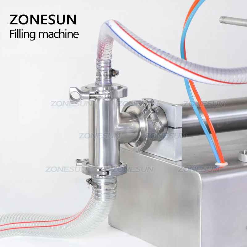 ZONESUN 10-100ML Pneumatic Piston Liquid Filler Shampoo Milk Juice Vinegar Coffee Oil Drink Detergent Filling Machine Supply
