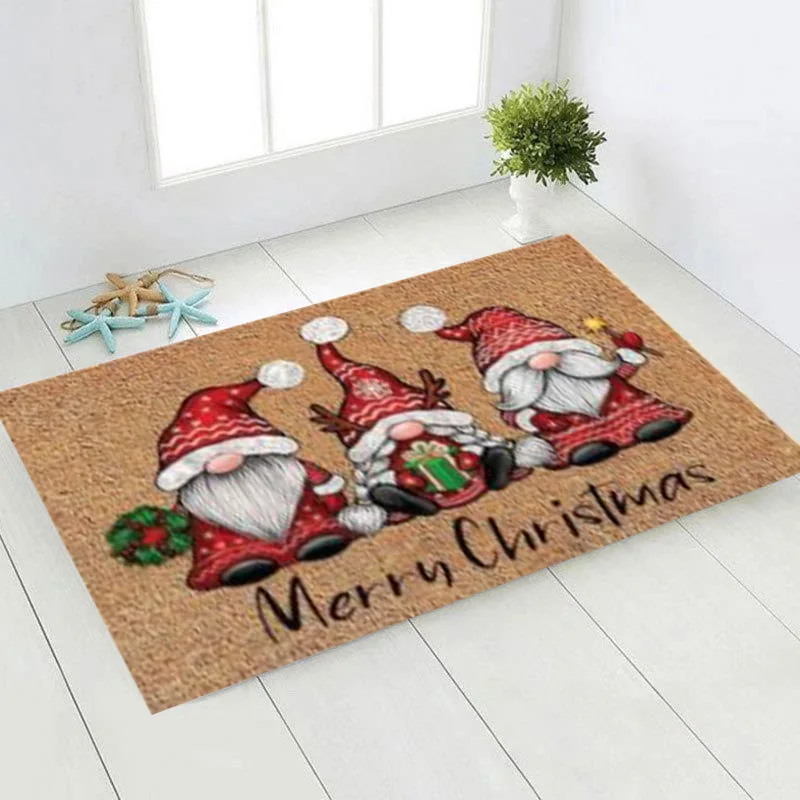 Merry Christmas Tree Welcome Door Mat Xmas Non Slip Entrance Mat Winter Holiday Floor Mat