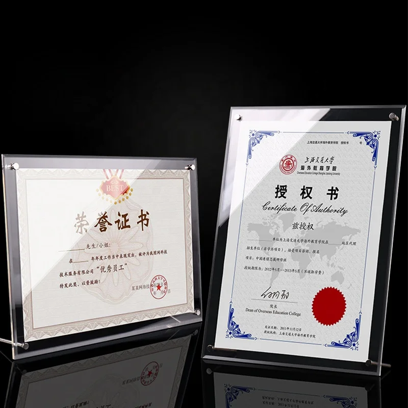 8 5x11 дюймов фоторамка прозрачная акриловая рамка A4 Размер буквы Настольный дисплей сертификат степени