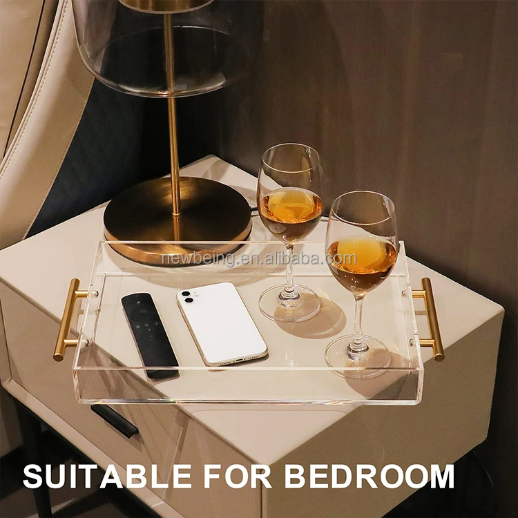 Factory Price Custom Acrylic Tray Table Clear Acrylic Tray With Handle Coffee Table Tray