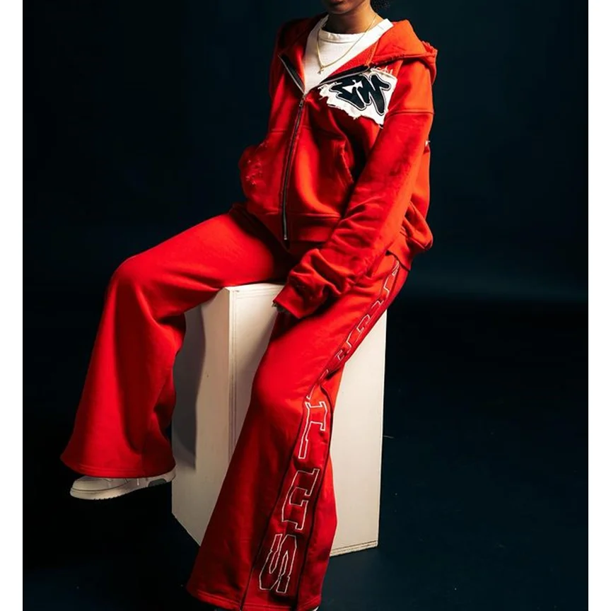 OEM Custom Logo Cargo Mens Color Block Stitching Pants Casual Trousers Sweats Stacked Joggers  Pants Sweatpants