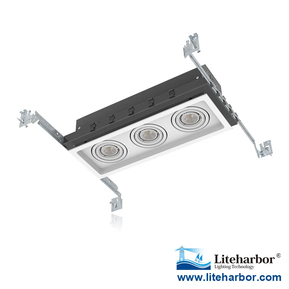 LED Grille Lamp Factory Directly 3-Lamp GU10 Blub New Construction Multiple Recessed Down Light
