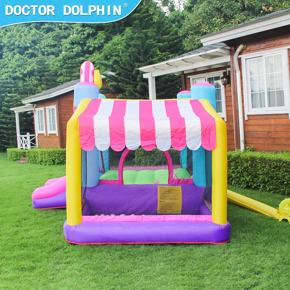 Doctor Dolphin Party Pink Bounce House Inflatable Bouncer Jumping Castle Bounce House Inflatable Slide With Blower