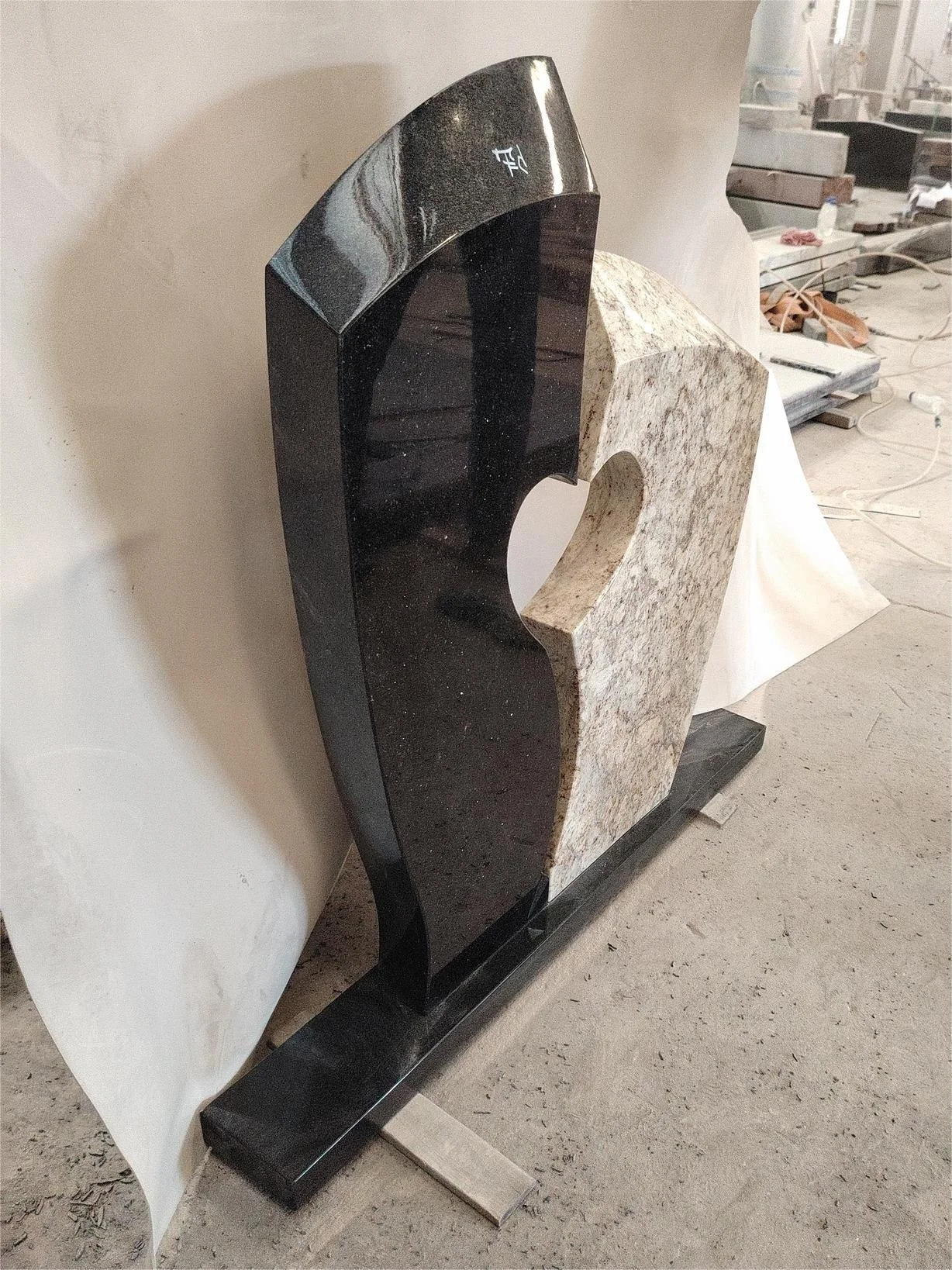 Viscont White Absolute Black Granite Tombstone Companion Granite Monument