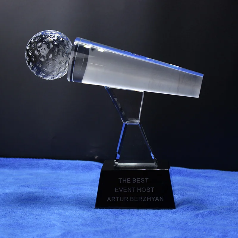 Personalized Glass Microphone Awards Crystal Singer Music Trophy Voice Contest for Talent Show Roving Award