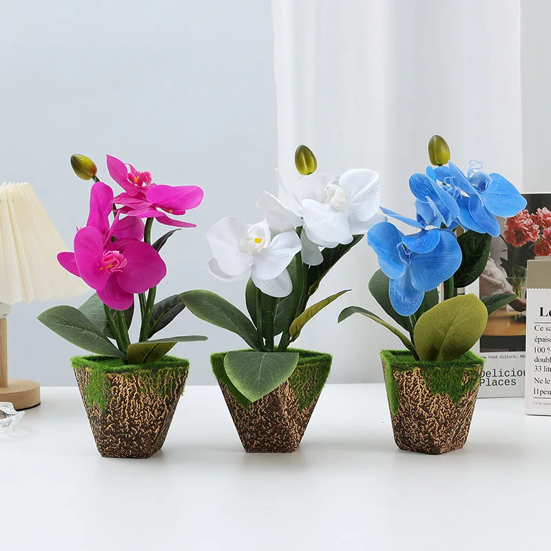 Cheap Price Interior Artificial Flower In Pot Artificial Flowers Purple Wholesale For Decoration Wedding Orchids Real Touch