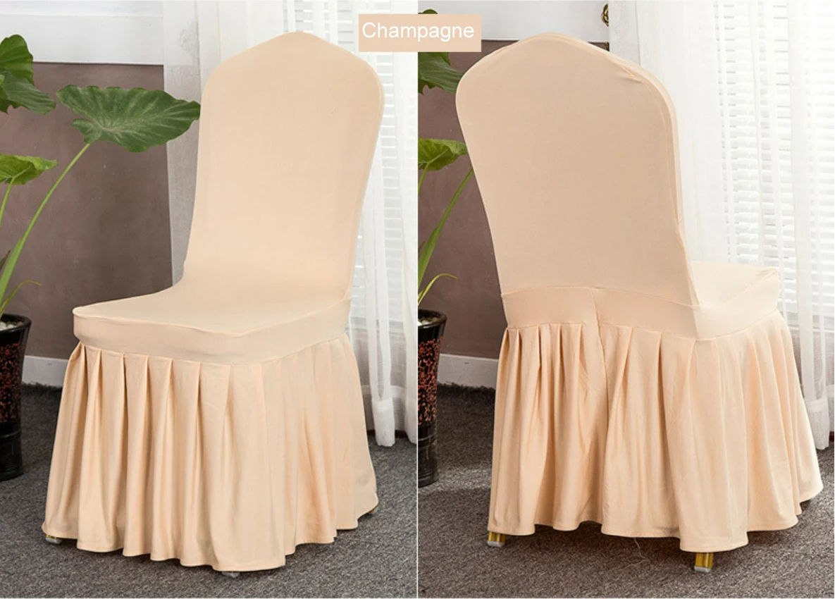 Sixu New design lovable style fundas de sillas ruffled spandex elastic banquet dining chair covers