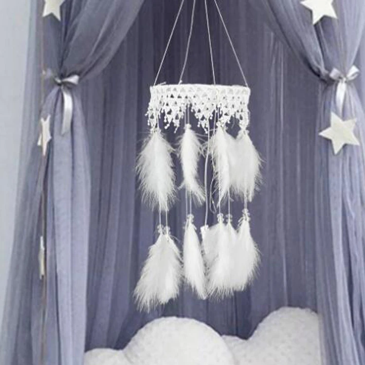 Mobile Light Dream Catchers with LED Lights Hanging Ornaments Feathers Wedding Home Decorations Handmade Dreamcatcher for Girls