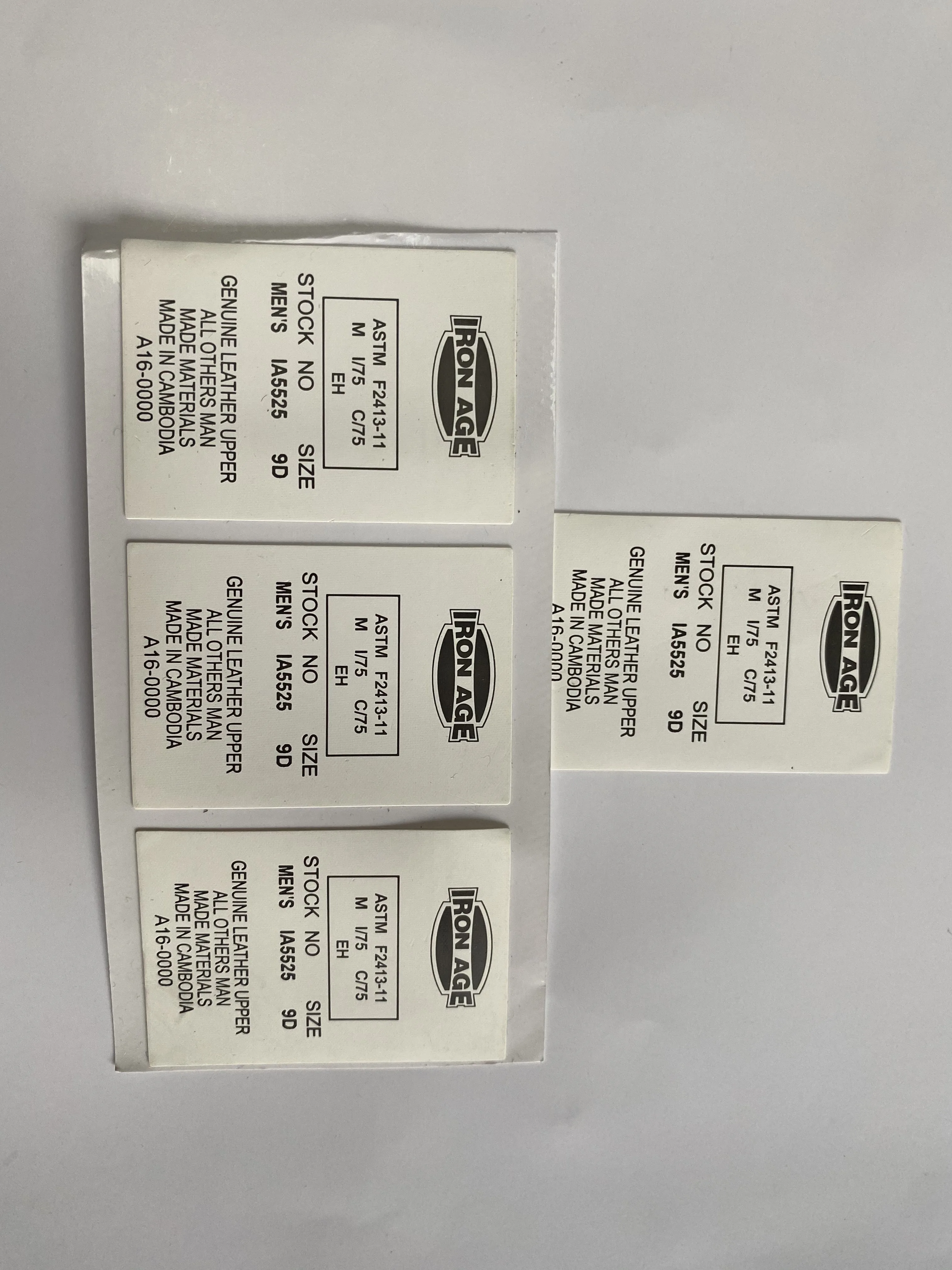 Low Price Low MOQ Thermal Printing Adhesive Care Label for Shoes Footwear Hot Press Composition Fiber Label