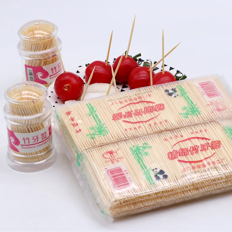 Cheap Toothpick Plastic Container Wrapped Disposable Customized Toothpicks Bamboo Toothpicks in Bulk for Fruit