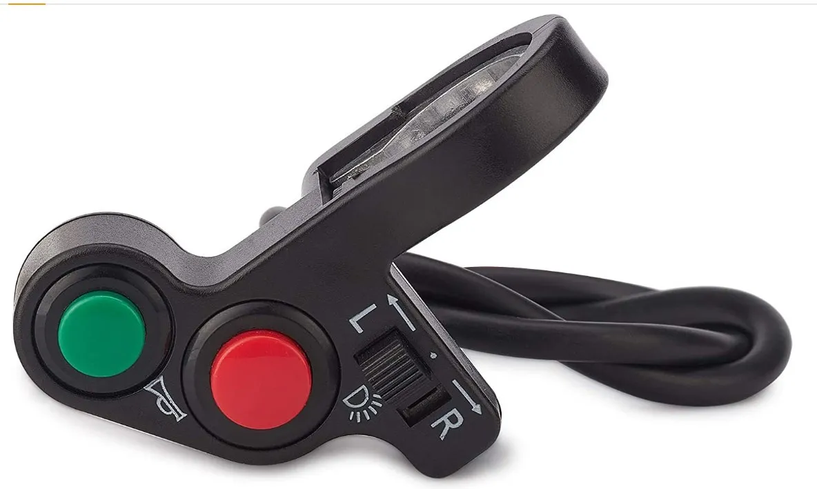 Motorcycle Electric Bike/Scooter Light Turn Signal&Horn Switch ON/OFF Button W/Red Green Buttons 22mm Dia Handlebars