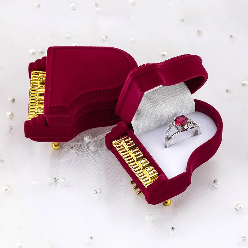 Portable Mini Piano Velvet Jewelry Ring Gift Box Holder For Earrings Necklace Bracelet Display Box