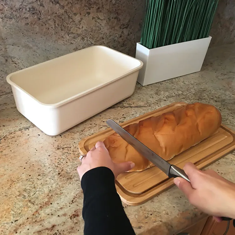 
Joyhome eco friendly Customized bamboo fiber bread bin box with bamboo lid bento lunch box 