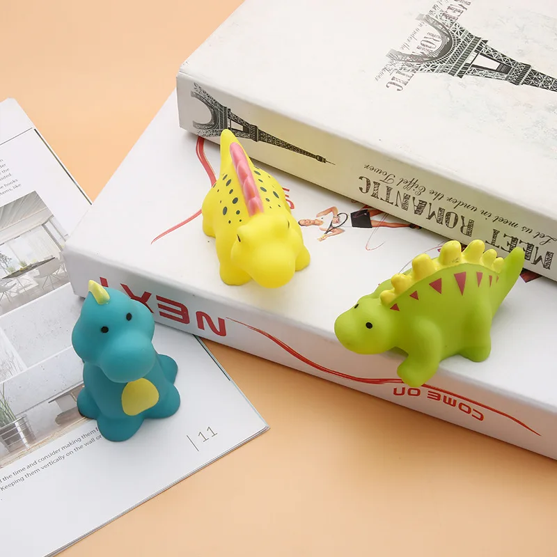 5 Pack Colorful Rubber Dinosaur Bath Toy For Toddlers Infants Kids Grasp Squeeze Squeaky Pool Float Tub Toy