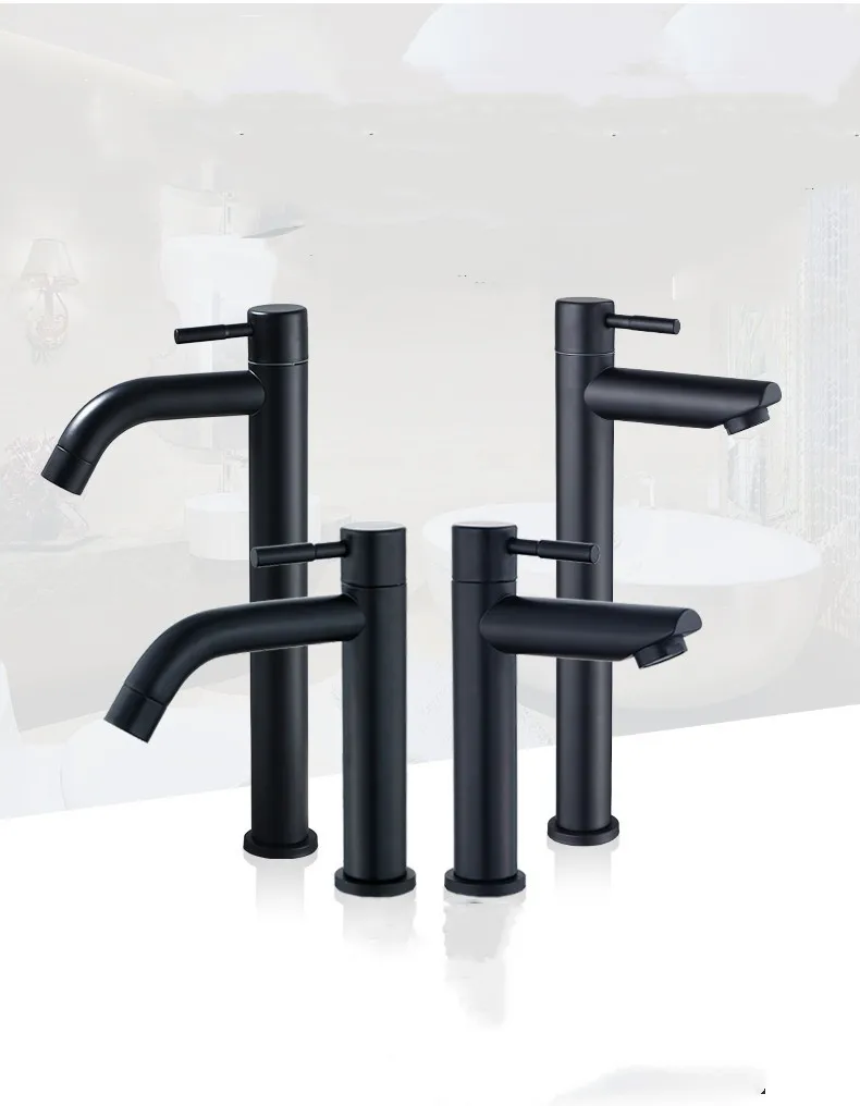 Commercial SUS304 Ultra Modern Vanity Faucet Bathroom Washbasin Taps Sanitary Ware Stainless Steel Toilet Sink Tap Basin