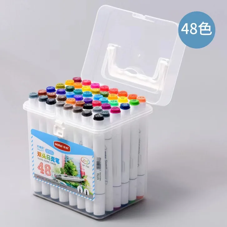 Low Moq Highlighter Stationary Multicolor12/24/60Colors Marker Pen Set Highlighter Double-headed marker oil paint for children
