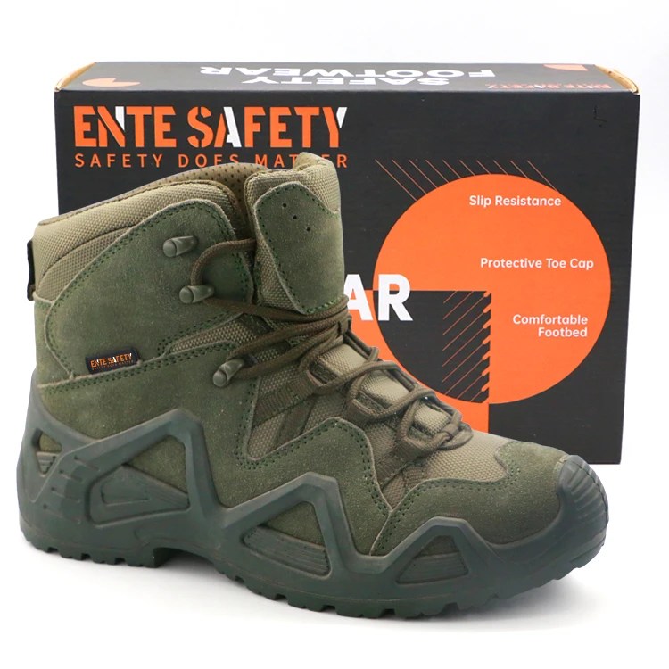 ENTE SAFETY Wholesale impact toe suede leather upper safety boots for women welding pu rubber outsole safety tactical boots
