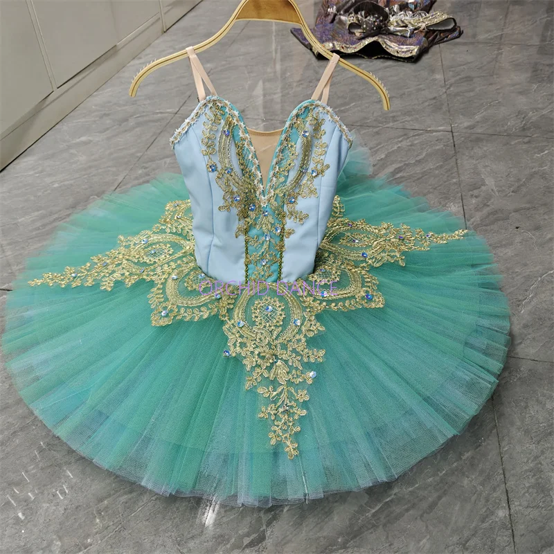 High Quality Unique Design Custom Size 12 Layers Performance Wear Adult Girls Green Professional Ballet Tutus
