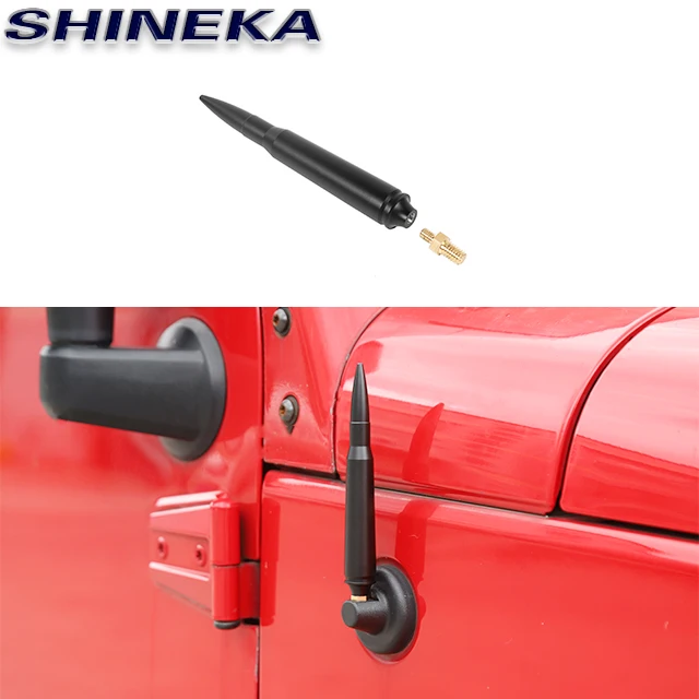 Universal Car Exterior Accessories Aluminum Alloy Decoration Bullet Antenna  For Jeep Wrangler JK 2007-2017