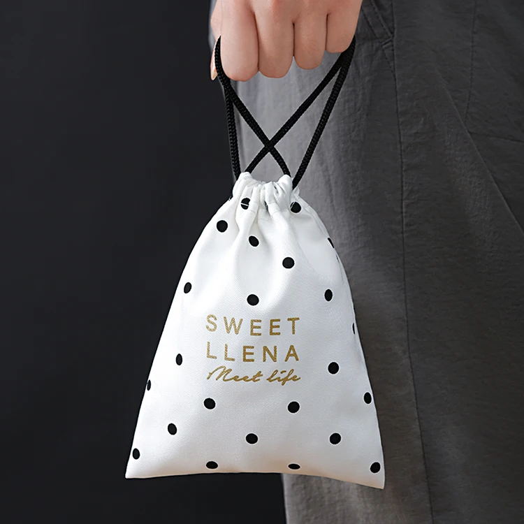 Мини-упаковка изготовленным на заказ логосом хлопковое Подарочное платье маленькая сумка с затягивающими шнурками, сумка-мешок