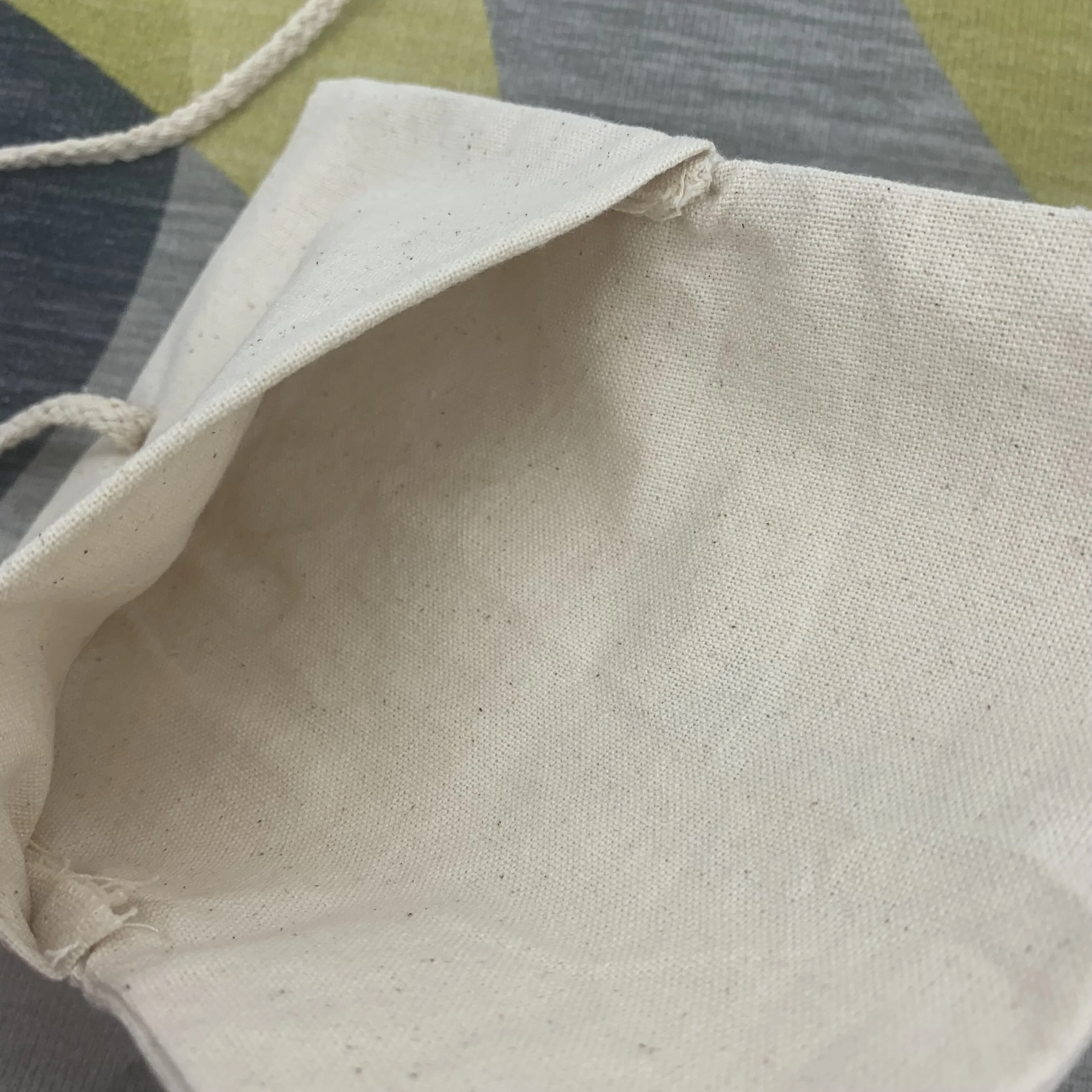 Wholesale Recycled Canvas Envelope Bag Pouch Makeup Packaging With Cotton Rope Black Logo Print