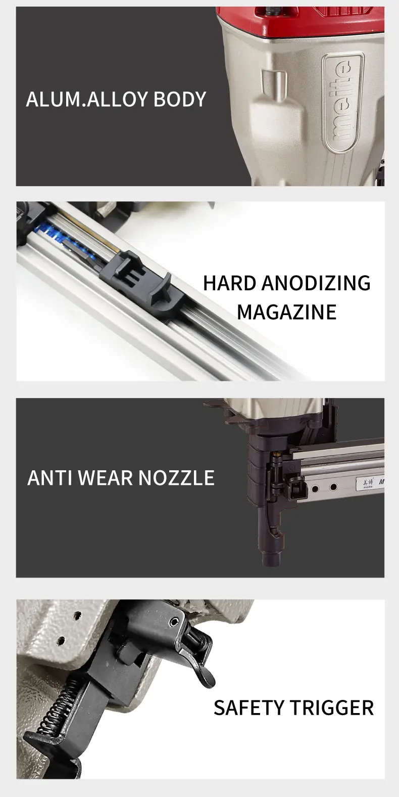 meite MTCS3040 framing nailer cordless concrete nail gun nailer for Collated Concrete Nails Gas Nail Gun