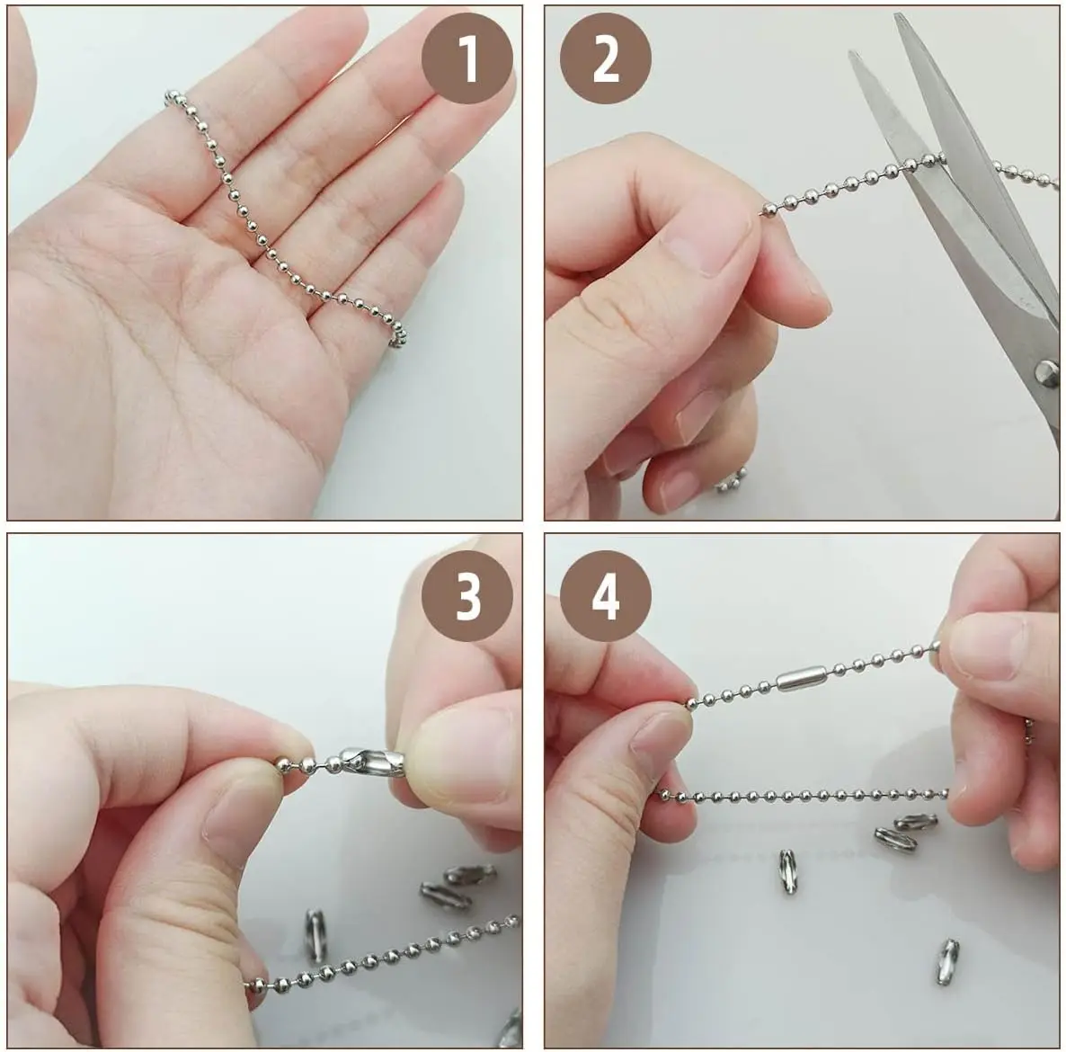 Ewang Wholesale 2.4 mm Iron Ball Chain Round Ball Beaded Chain for Jewelry Making