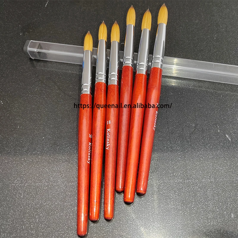 Acrylic Nail Brush 100% Kolinsky Acrylic Brushes wood Oval Crimped Nail Art Powder Brush Manicure Tool